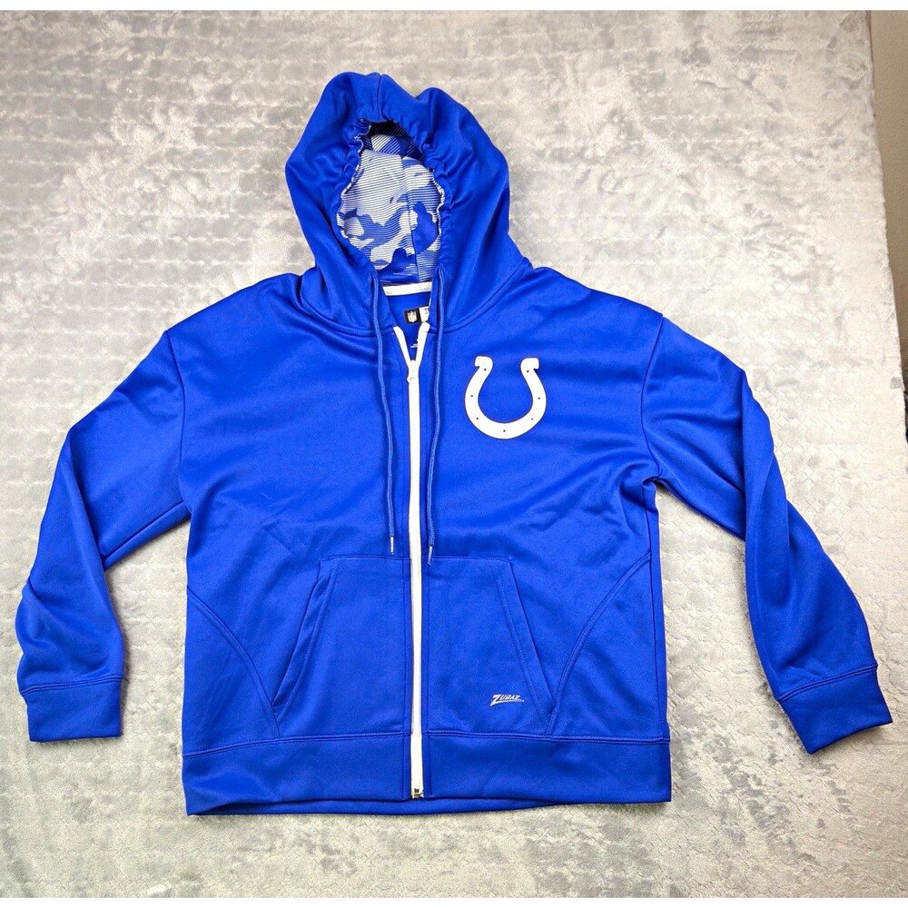 Zubaz Indianapolis Colts NFL Womens S Blue Full Zip Hooded Jacket